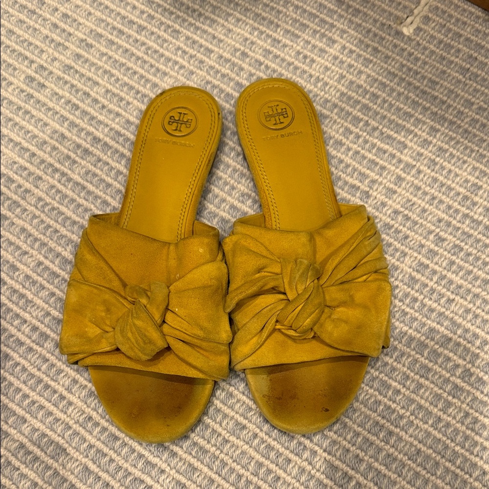 Tory Burch Mustard Slide Sandals